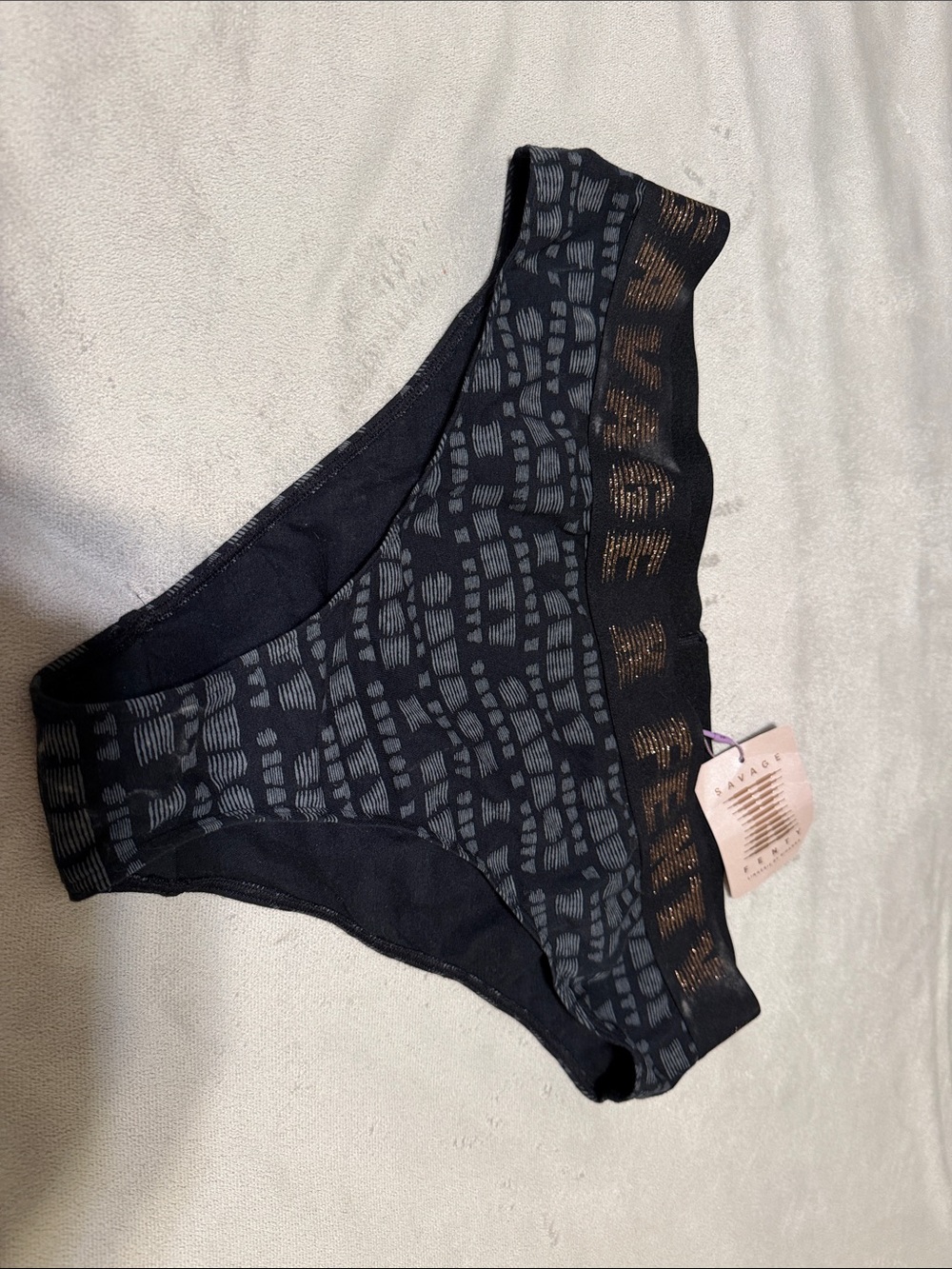 Savage X Fenty women’s Black Patterned Hipster Bottoms